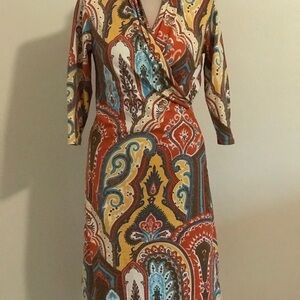 J. McLaughlin Vibrant Paisley Long Sleeve Dress